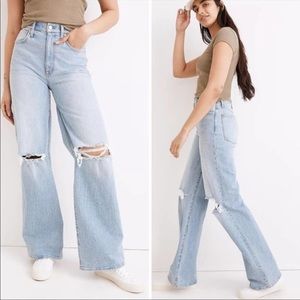 NWT Madewell Tall Superwide-Leg Jeans in Blaisdell Wash sz 28T
